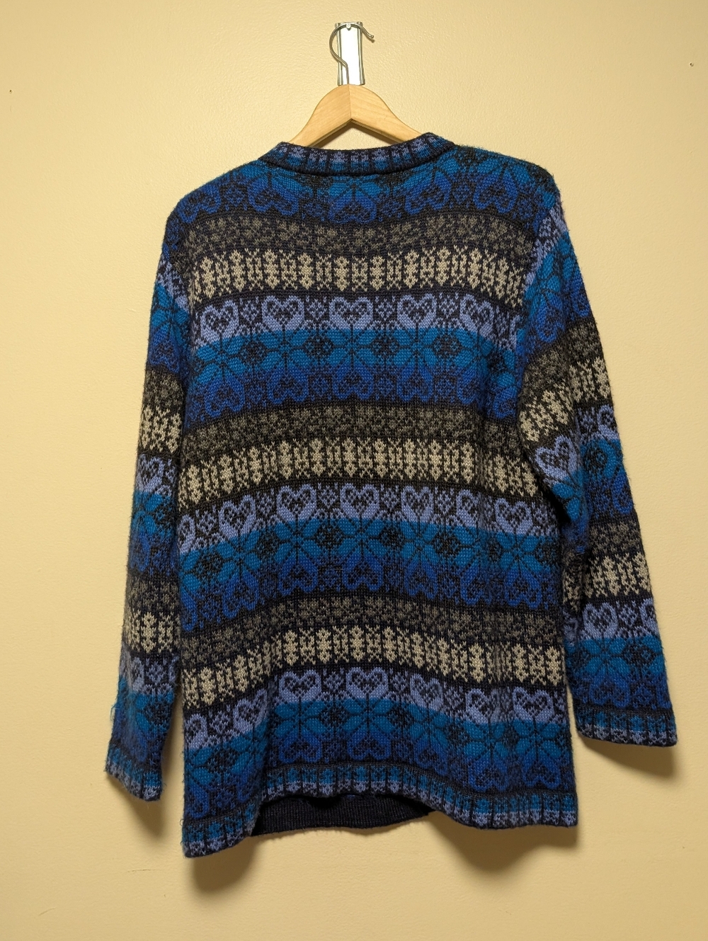 Alpaca Connection 100% Alpaca Cardigan Blue Fair Isle XL - Picture 3 of 11